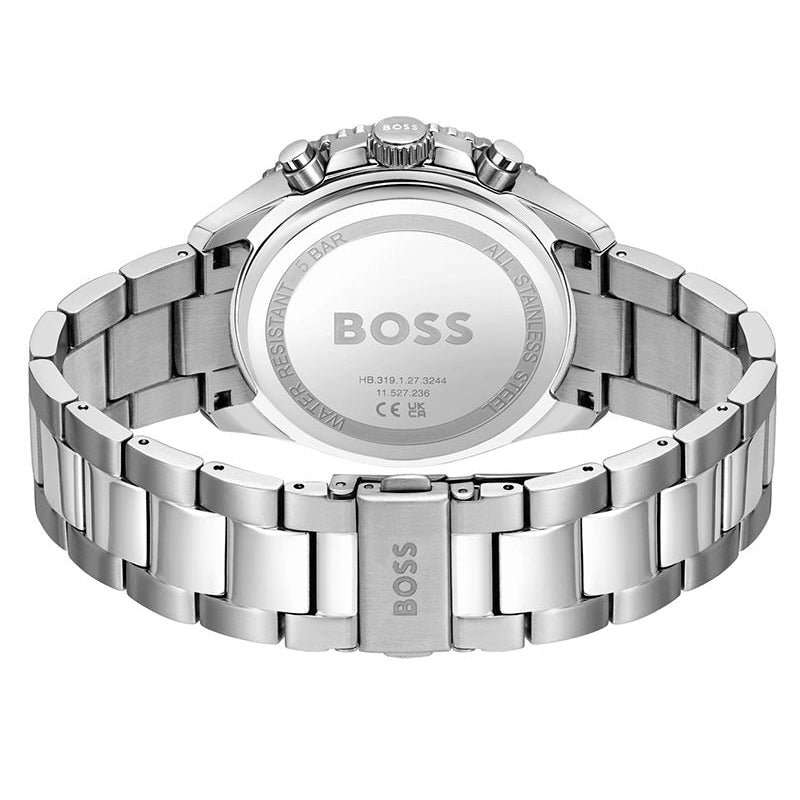 Hugo Boss Runner Chronograph Blue Dial Silver Steel Strap Watch for Men - 1514143