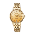 Seiko Presage Cocktail Time Automatic Diamonds Gold Dial Gold Steel Strap Watch for Women - SRE018J1
