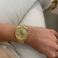 Tissot PR 100 Gold Dial Gold Steel Strap Watch for Women - T150.210.33.021.00