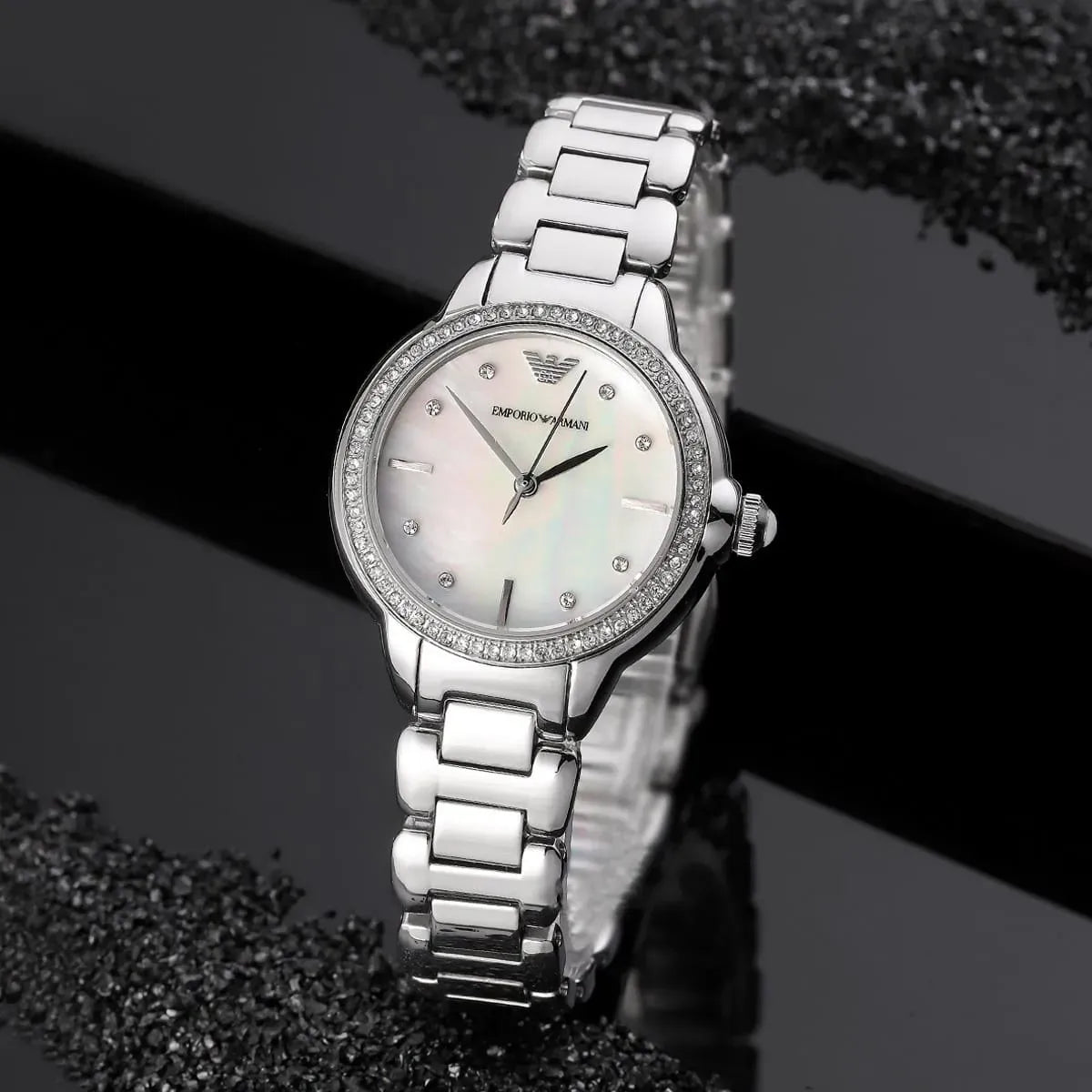 Emporio Armani Mia Mother of Pearl Dial Silver Steel Strap Watch for Women - AR11596