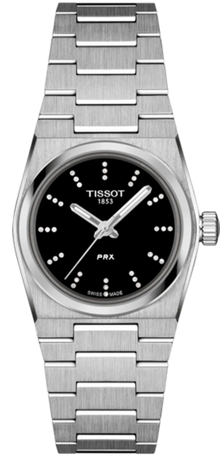 Tissot PRX Quartz Diamonds Black Dial Silver Steel Strap Watch for Women - T137.010.11.056.00