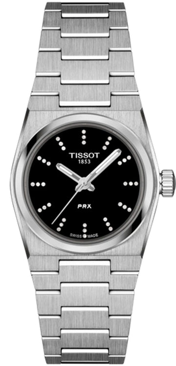 Tissot PRX Quartz Diamonds Black Dial Silver Steel Strap Watch for Women - T137.010.11.056.00