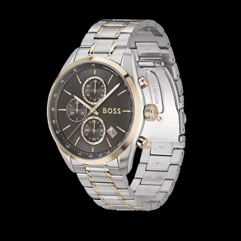 Hugo Boss Grand Prix Chronograph Grey Dial Two Tone Steel Strap Watch for Men - 1514252