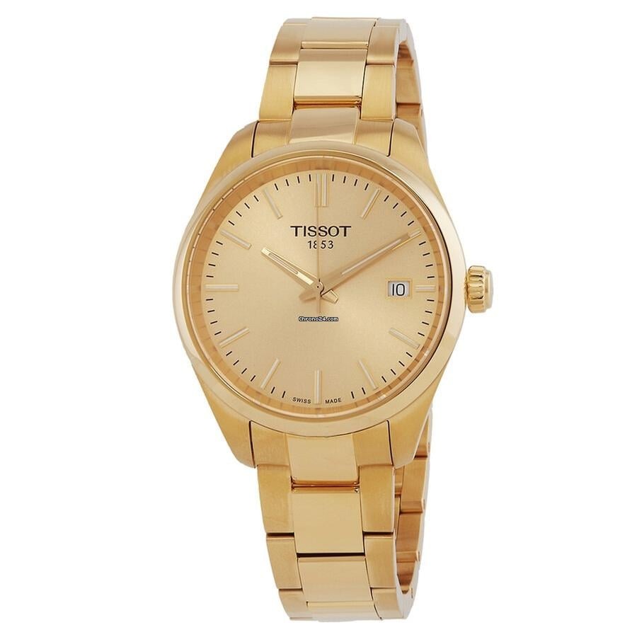 Tissot PR 100 Gold Dial Gold Steel Strap Watch for Women - T150.210.33.021.00
