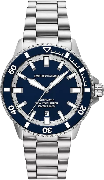 Emporio Armani Sea Explorer Blue Dial Silver Steel Strap Watch for Men - AR60087