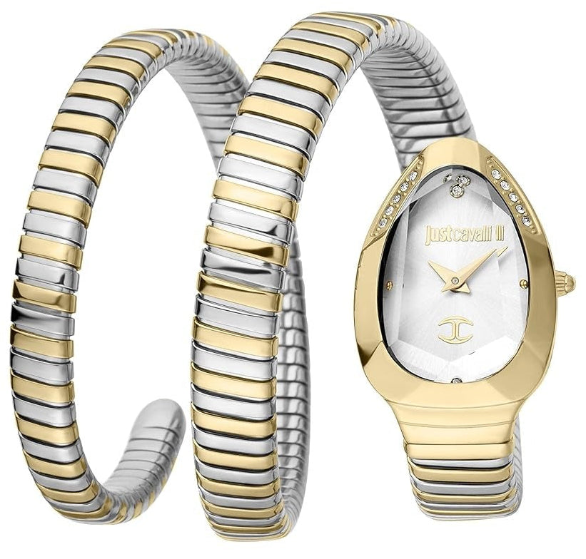 Just Cavalli Glam Evo 4 White Dial Two Tone Steel Strap Watch for Women - JC1L209M0065