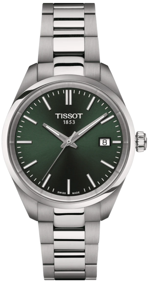Tissot PR 100 Quartz Green Dial Silver Steel Strap Watch for Women - T150.210.11.091.00
