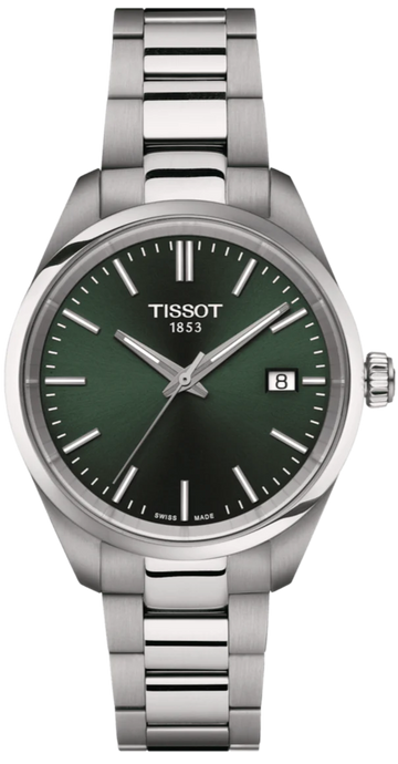 Tissot PR 100 Quartz Green Dial Silver Steel Strap Watch for Women - T150.210.11.091.00