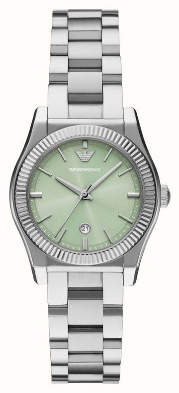 Emporio Armani Federica Mint Green Dial Silver Steel Strap Watch for Women - AR11656
