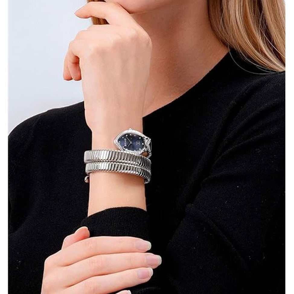 Just Cavalli Classico Lungo Blue Dial Silver Steel Strap Watch for Women - JC1L248M0015