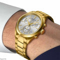 Tissot PR 100 Chronograph White Dial Gold Steel Strap Watch for Men - T150.417.33.031.00
