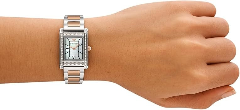 Emporio Armani Genni Mother of Pearl Dial Two Tone Steel Strap Watch for Women - AR11626