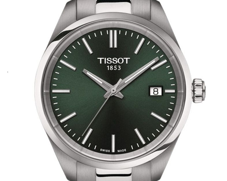 Tissot PR 100 Quartz Green Dial Silver Steel Strap Watch for Women - T150.210.11.091.00