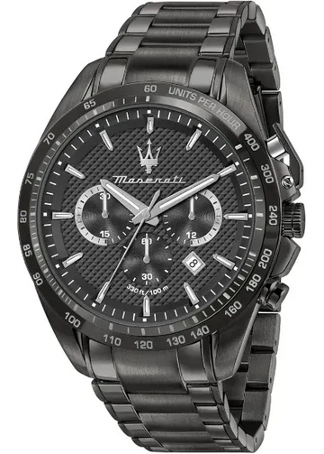 Maserati Traguardo Limited Edition Chronograph Black Dial Black Steel Strap Watch for Men - R8873612045