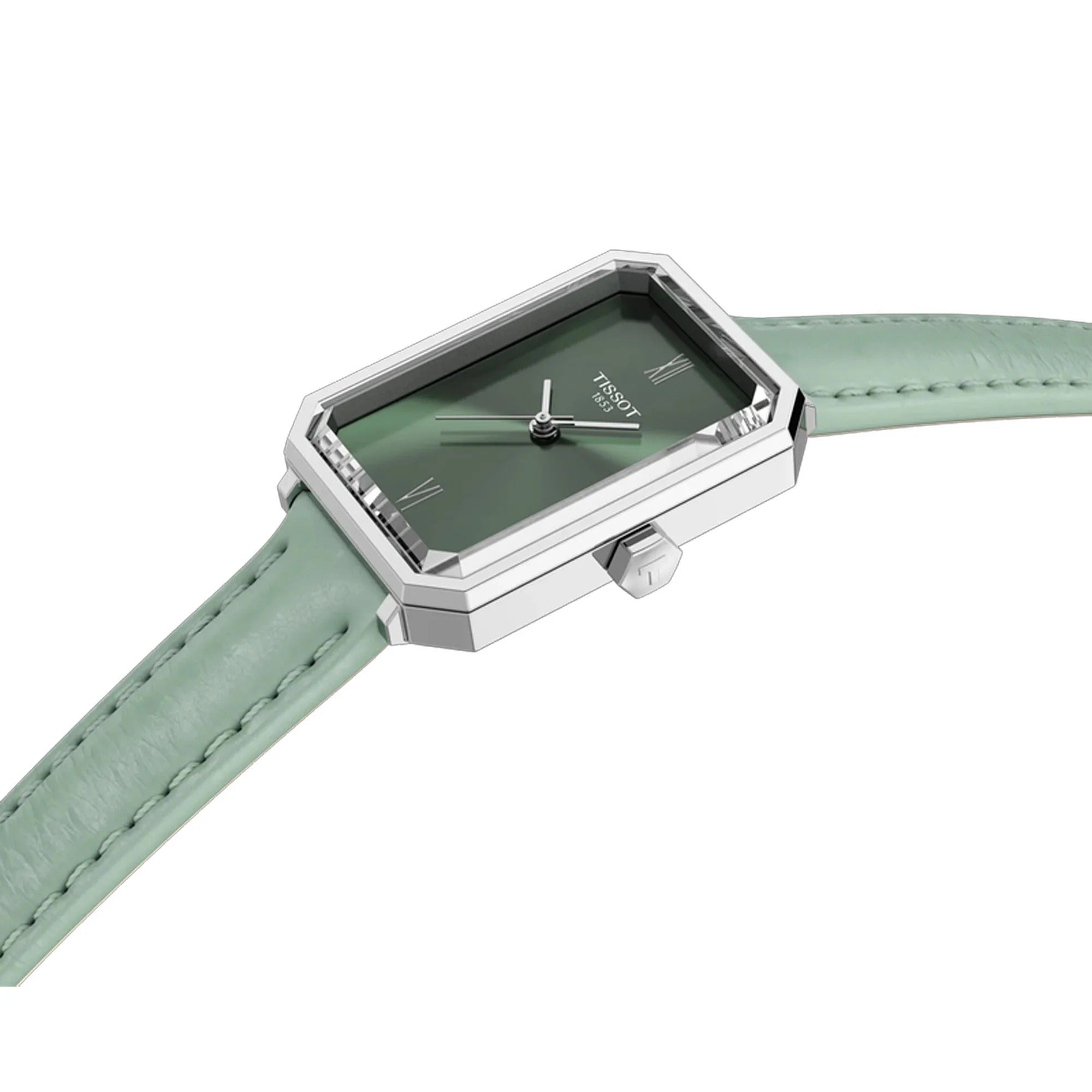 Tissot SRV Green Dial Green Leather Strap Watch for Women - T160.110.16.093.00