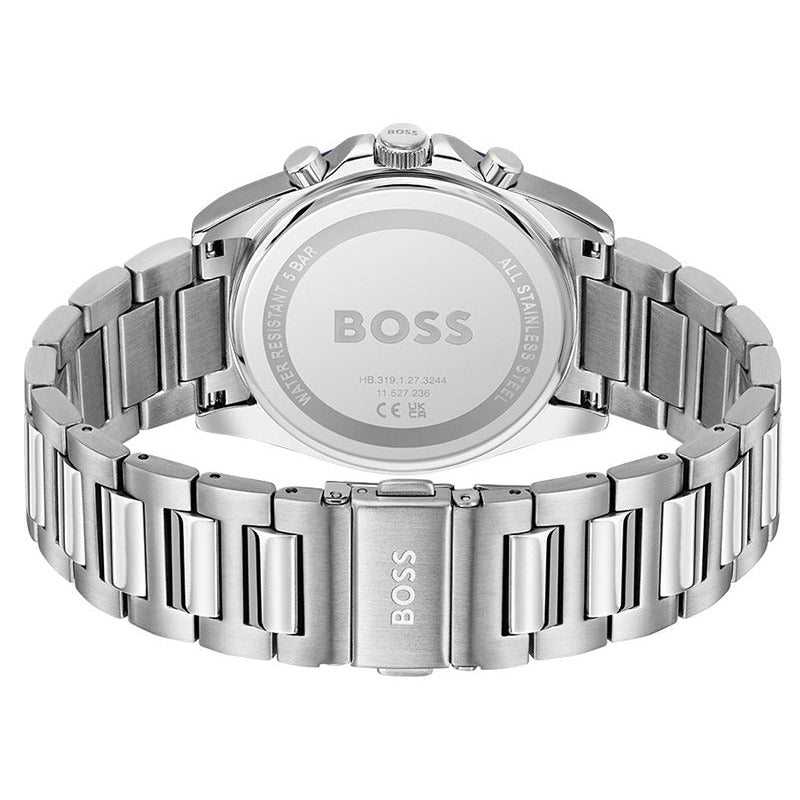 Hugo Boss Strike Chronograph Blue Dial Silver Steel Strap Watch for Men - 1514240