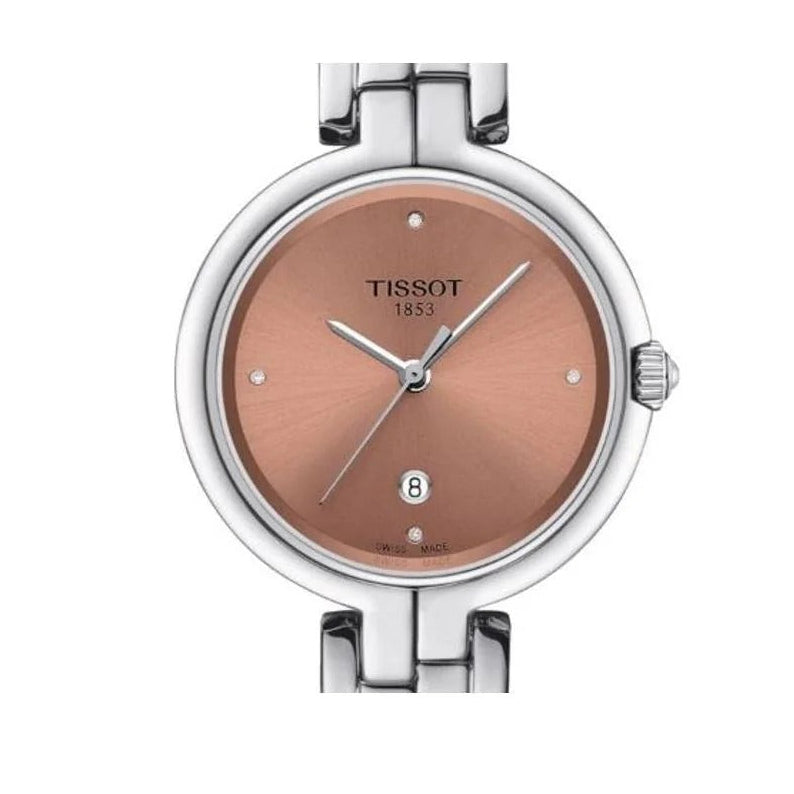 Tissot T-Lady Flamingo Diamonds Pink Dial Silver Steel Strap Watch for Women - T094.210.11.336.00