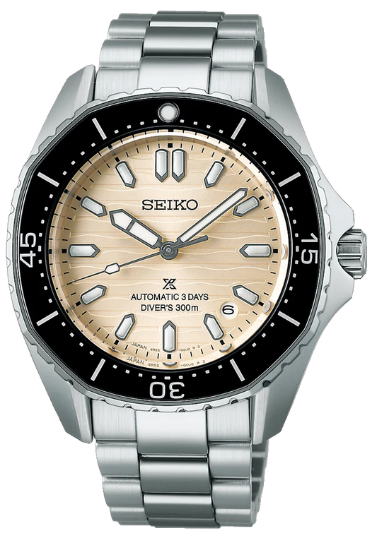 Seiko Prospex Polygonal Divers Automatic Pearl White Dial Silver Steel Strap Watch for Men - SPB481J1