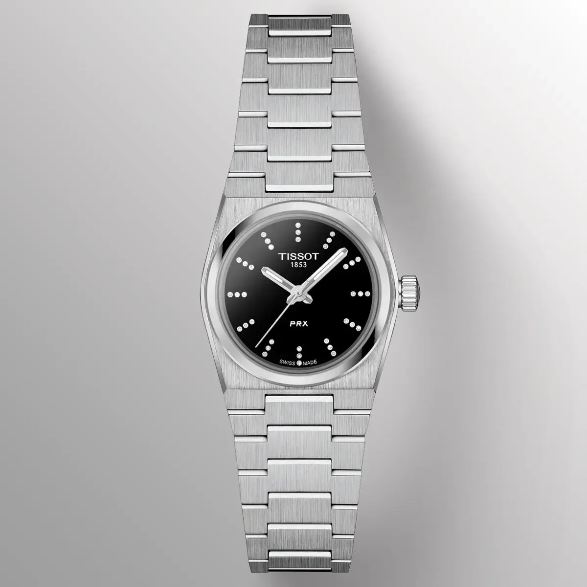 Tissot PRX Quartz Diamonds Black Dial Silver Steel Strap Watch for Women - T137.010.11.056.00