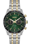 Hugo Boss Tourmaster Chronograph Green Dial Two Tone Steel Strap Watch for Men - 1514287