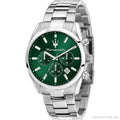 Maserati Attrazione Chronograph Green Dial Silver Steel Strap Watch for Men - R8853151011