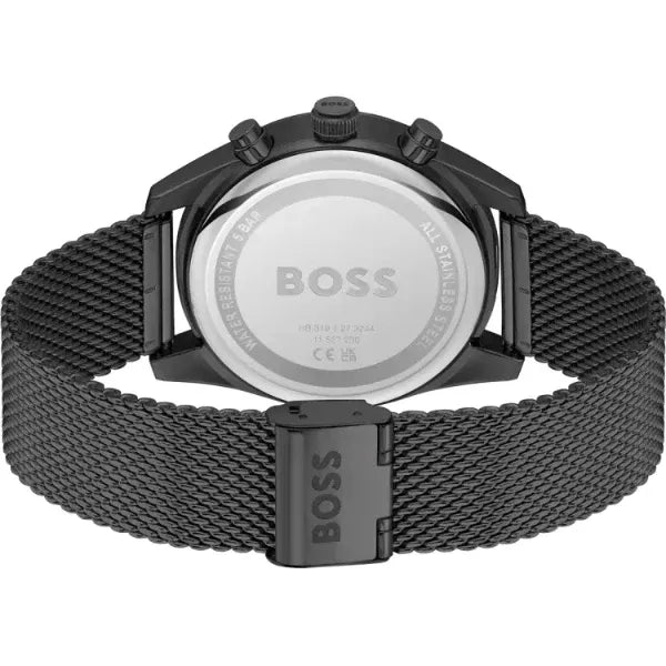 Hugo Boss Skytraveller Chronograph Black Dial Black Mesh Strap Watch for Men - 1514150