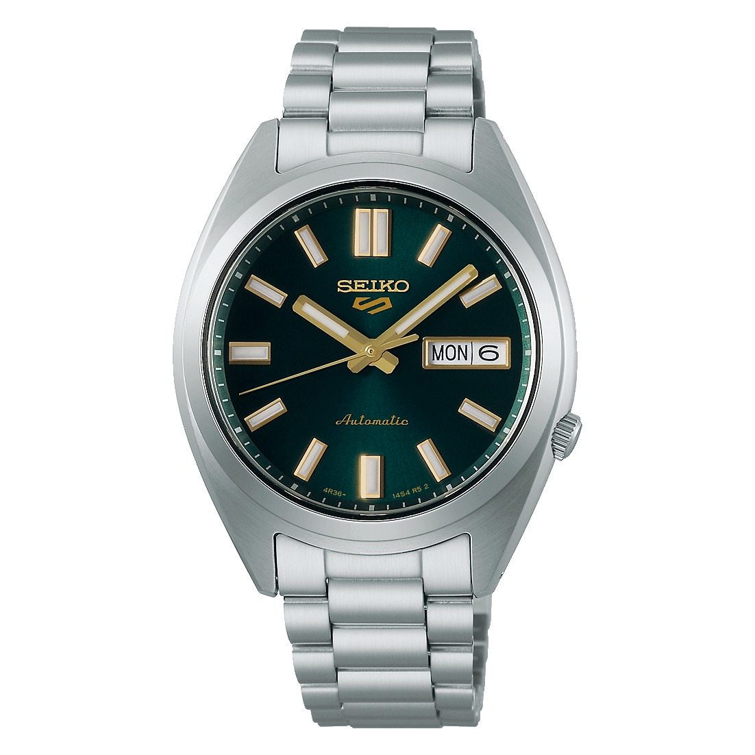 Seiko 5 Sports Automatic Green Dial Silver Steel Strap Watch for Men - SRPL57K1