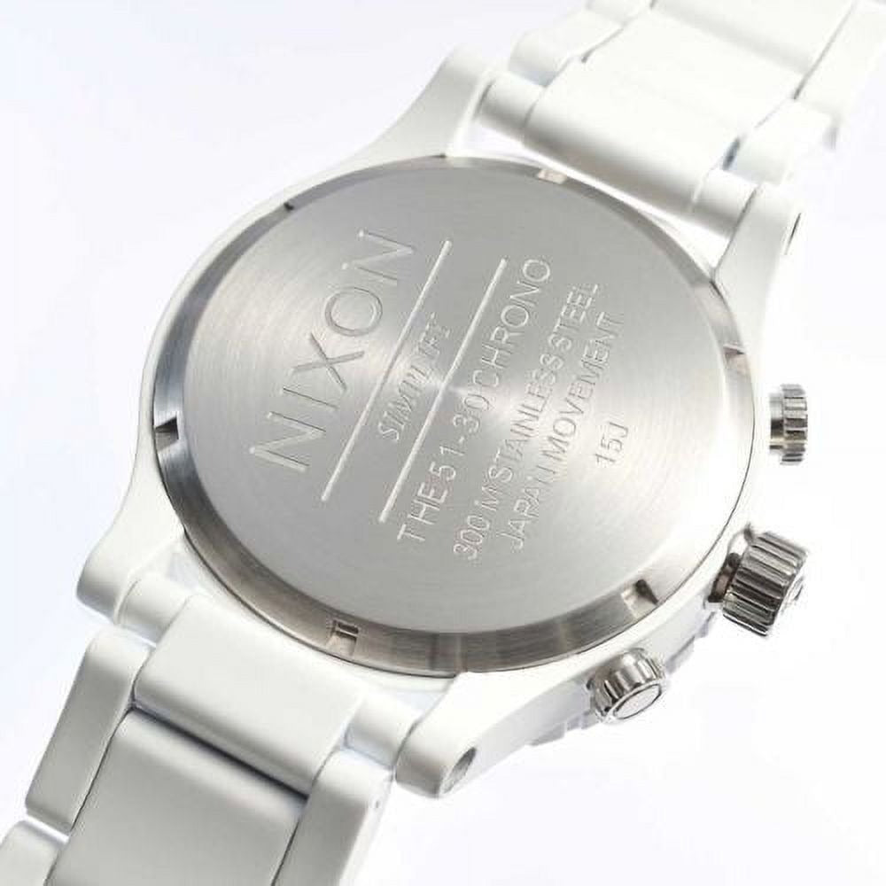 Nixon 51-30 Chronograph White Dial White Steel Strap Watch for Men - A083-1255
