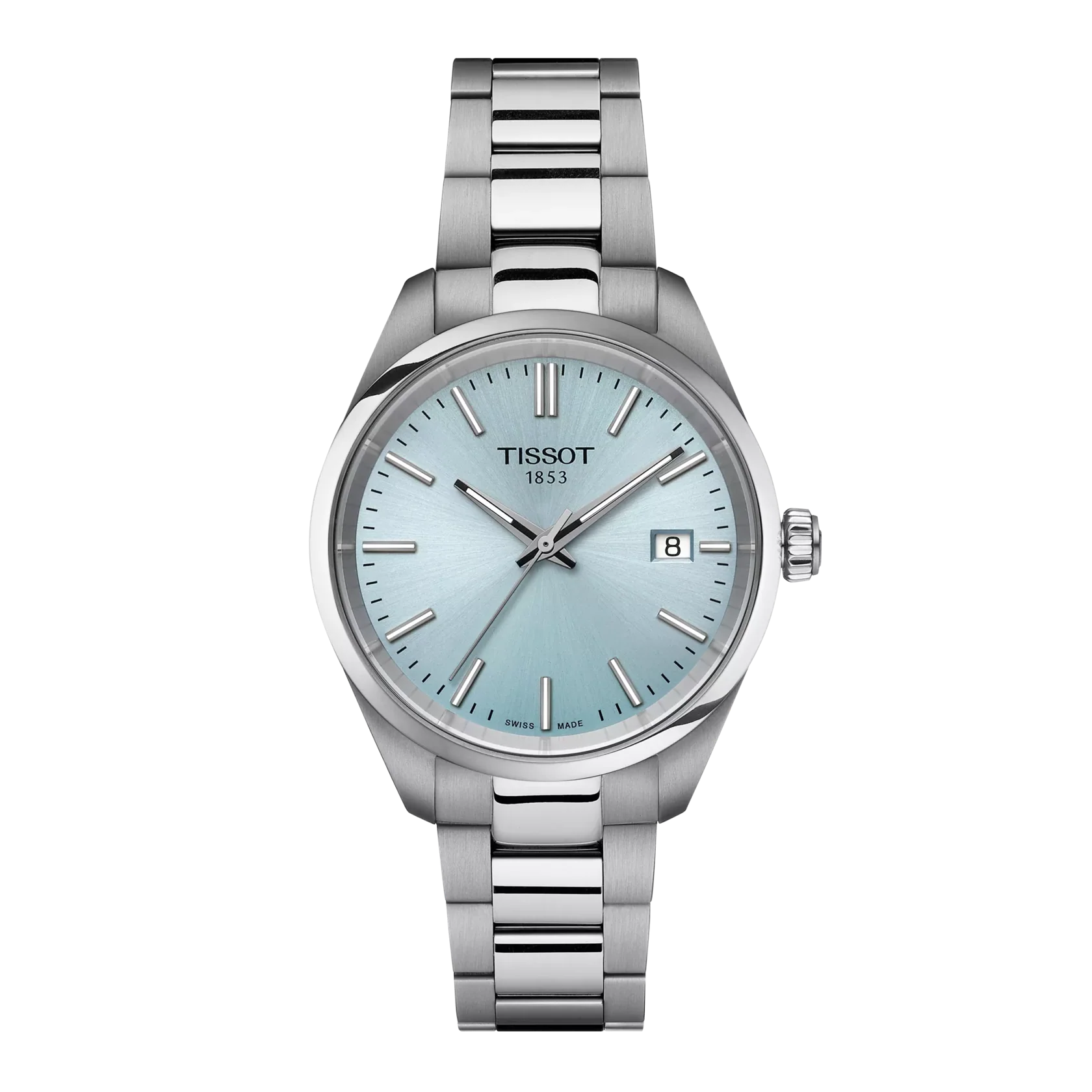 Tissot PR 100 Ice Blue Dial Silver Steel Strap Watch for Women - T150.210.11.351.00