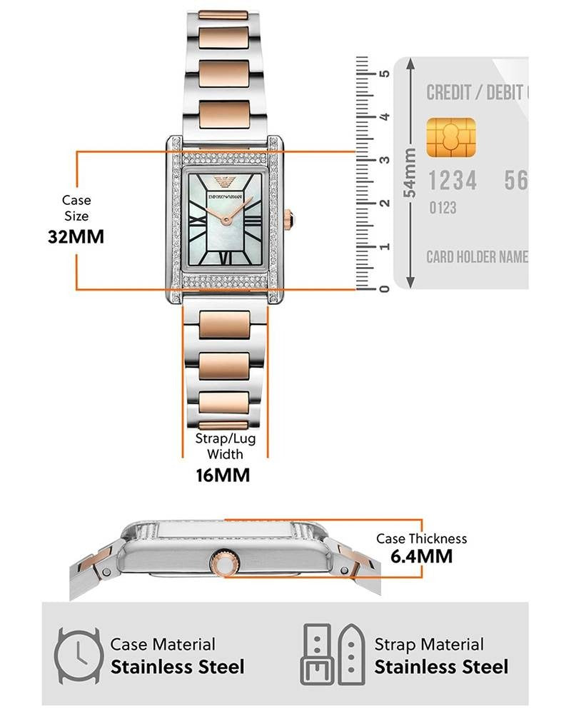 Emporio Armani Genni Mother of Pearl Dial Two Tone Steel Strap Watch for Women - AR11626