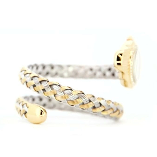 Just Cavalli Twined Mother of Pearl Dial Two Tone Steel Strap Watch for Women  - JC1L305M0055