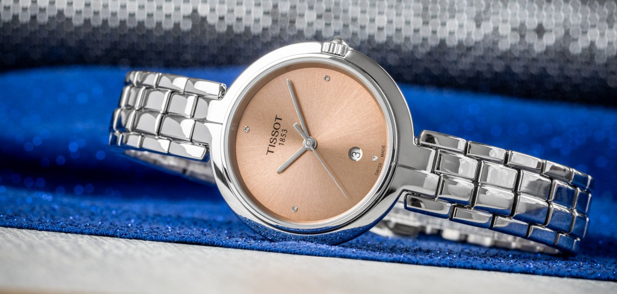 Tissot T-Lady Flamingo Diamonds Pink Dial Silver Steel Strap Watch for Women - T094.210.11.336.00