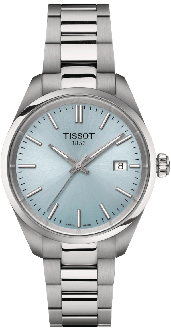 Tissot PR 100 Ice Blue Dial Silver Steel Strap Watch for Women - T150.210.11.351.00