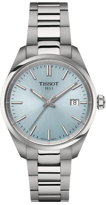 Tissot PR 100 Ice Blue Dial Silver Steel Strap Watch for Women - T150.210.11.351.00