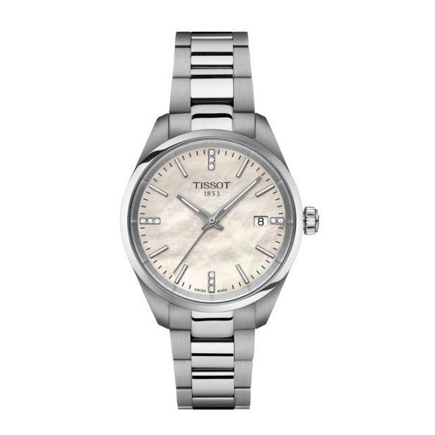 Tissot PR 100 Diamonds Mother of Pearl Dial Silver Steel Strap Watch for Women - T150.210.11.116.00