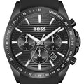 Hugo Boss Strike Chronograph Black Dial Black Rubber Strap Watch for Men - 1514289