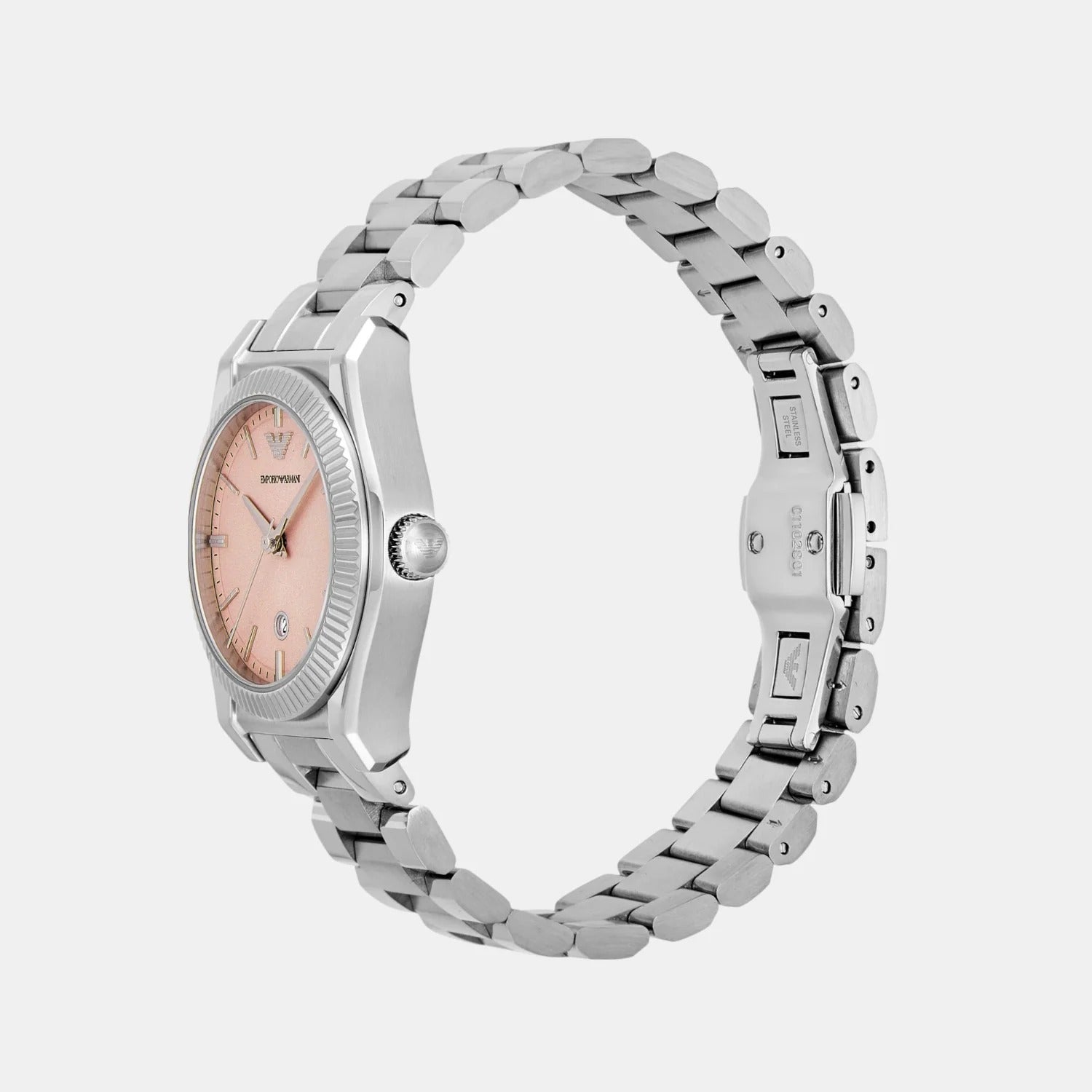 Emporio Armani Federica Pink Dial Silver Steel Strap Watch for Women - AR11658