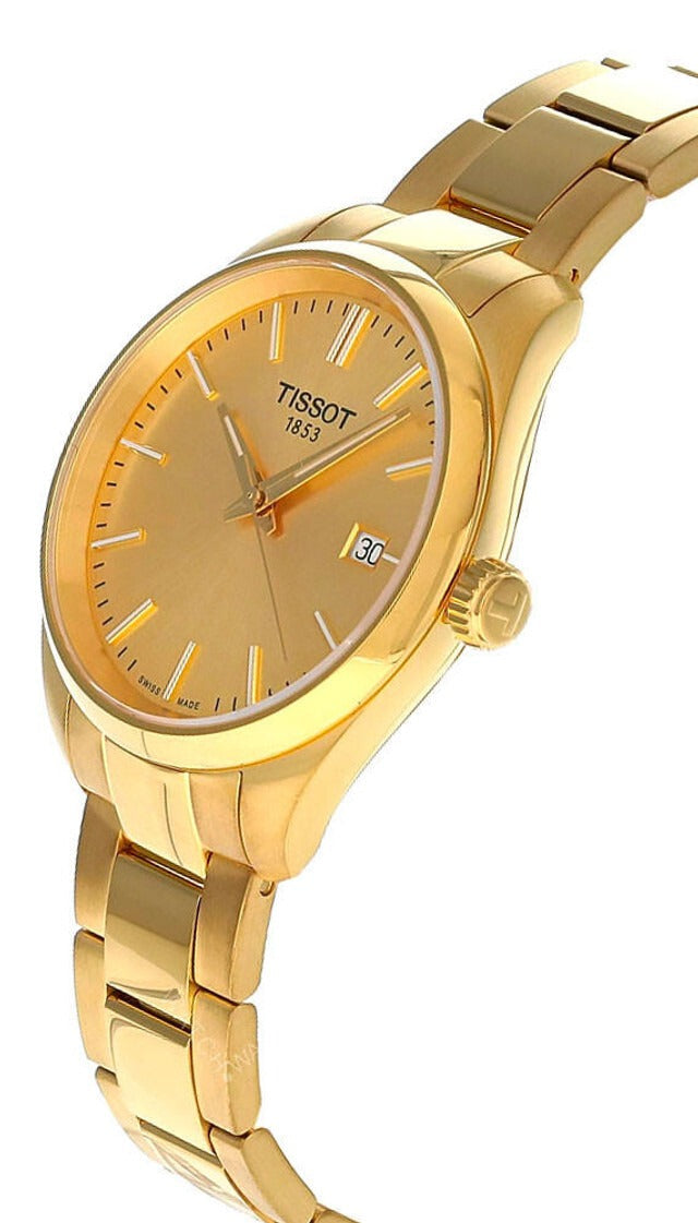 Tissot PR 100 Gold Dial Gold Steel Strap Watch for Women - T150.210.33.021.00