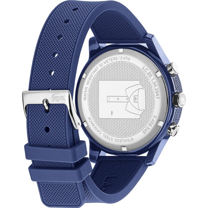 Lacoste 12.12 Chronograph Blue Dial Blue Silicon Strap Watch for Men - 2010970