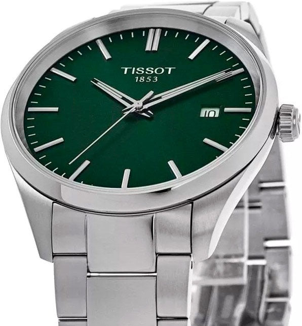 Tissot PR 100 Quartz Green Dial Silver Steel Strap Watch for Women - T150.210.11.091.00