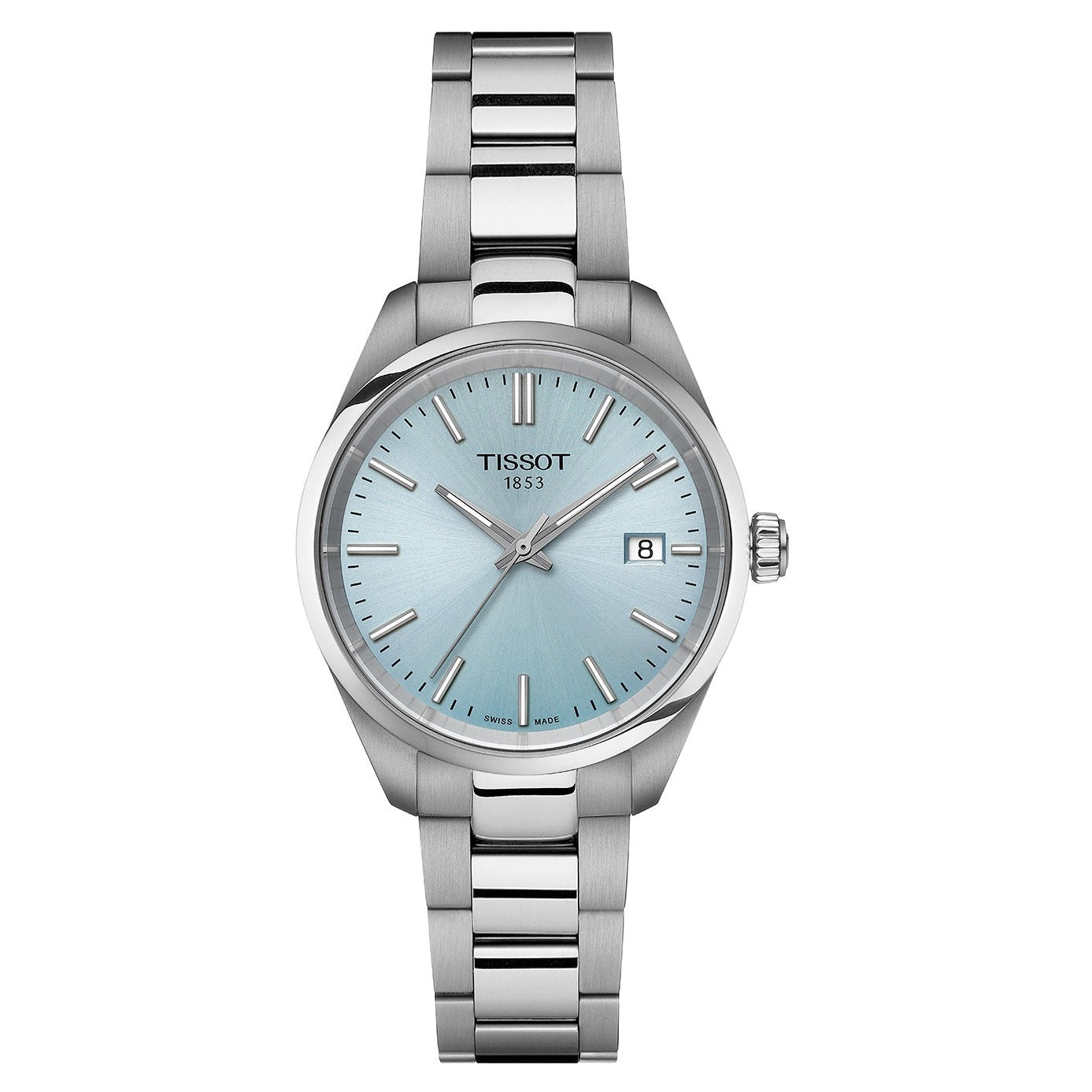 Tissot PR 100 Ice Blue Dial Silver Steel Strap Watch for Women - T150.210.11.351.00