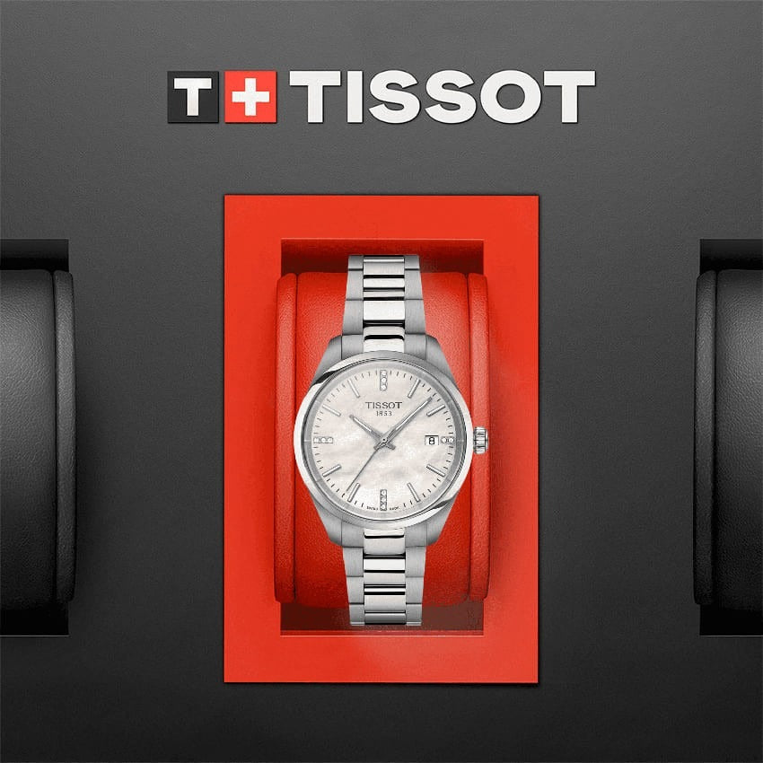 Tissot PR 100 Diamonds Mother of Pearl Dial Silver Steel Strap Watch for Women - T150.210.11.116.00