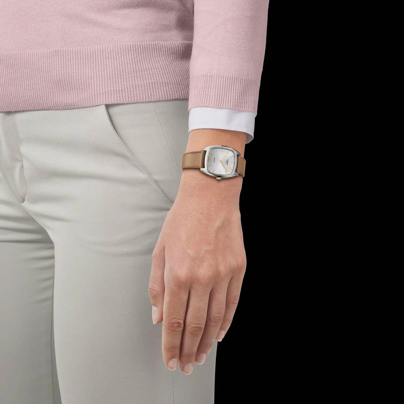 Tissot Stylist Quartz Silver Dial Brown Leather Strap Watch for Women - T159.909.16.031.00