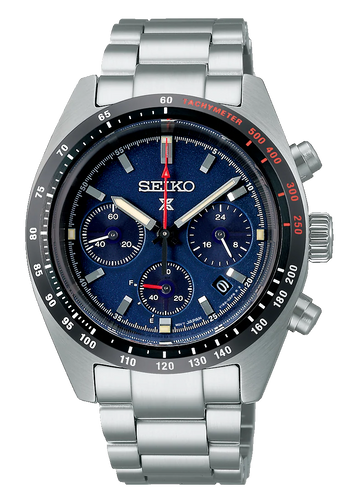 Seiko Prospex Speedtimer Solar Chronograph Blue Dial Silver Steel Strap Watch for Men - SSC815