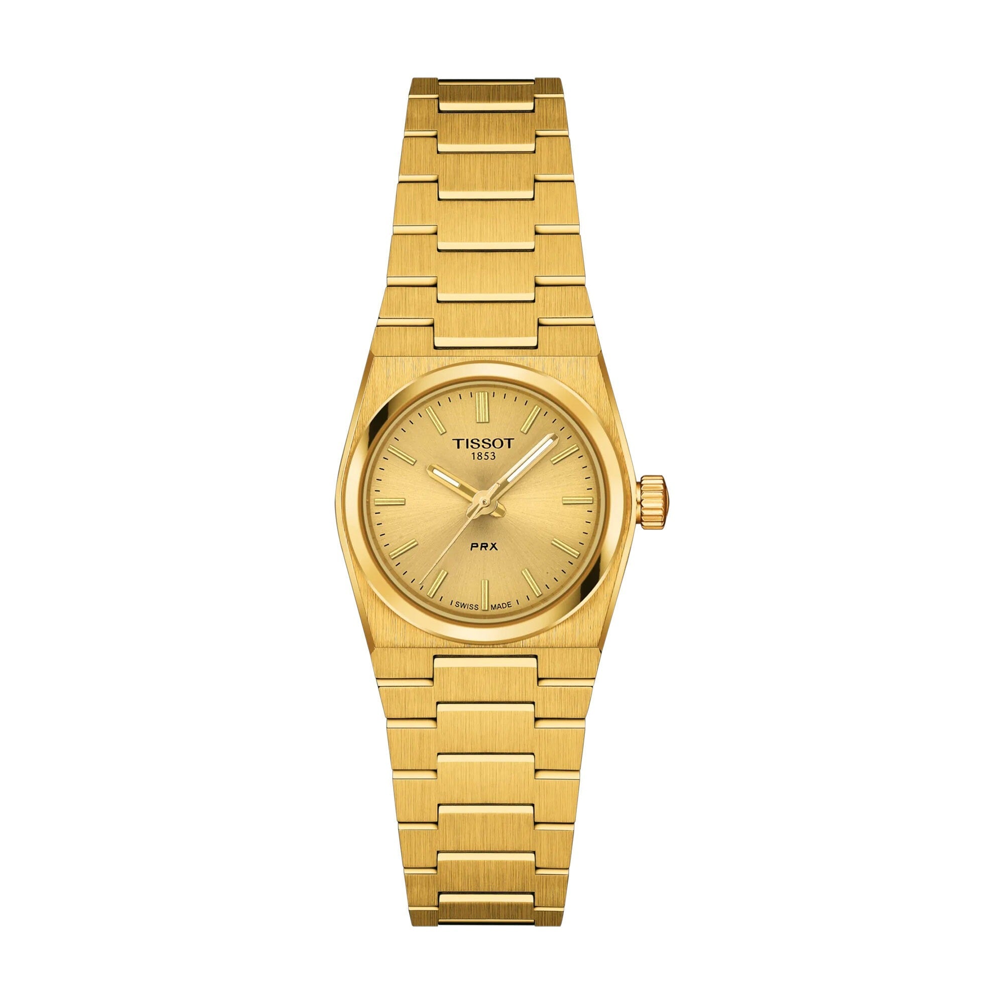 Tissot PRX 25mm Gold DIal Gold Steel Strap Watch for Women - T137.010.33.021.00