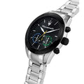 Maserati Traguardo Chronograph Black Dial Silver Steel Strap Watch for Men - R8873612061