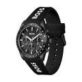 Hugo Boss Strike Chronograph Black Dial Black Rubber Strap Watch for Men - 1514289
