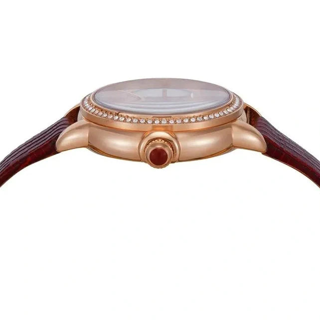 Emporio Armani Mia Mother of Pearl Dial Red Leather Strap Watch for Women - AR11646