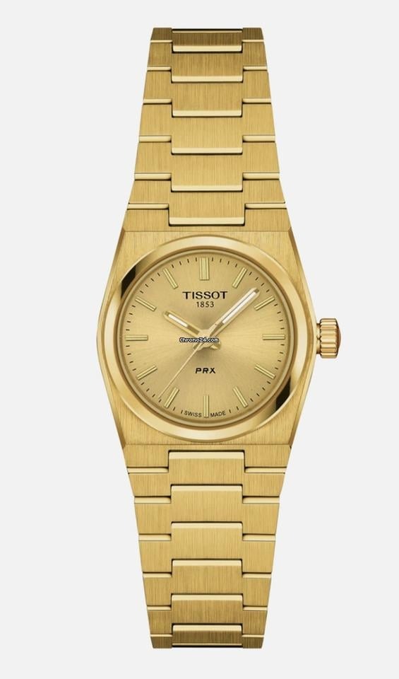 Tissot PRX 25mm Gold DIal Gold Steel Strap Watch for Women - T137.010.33.021.00