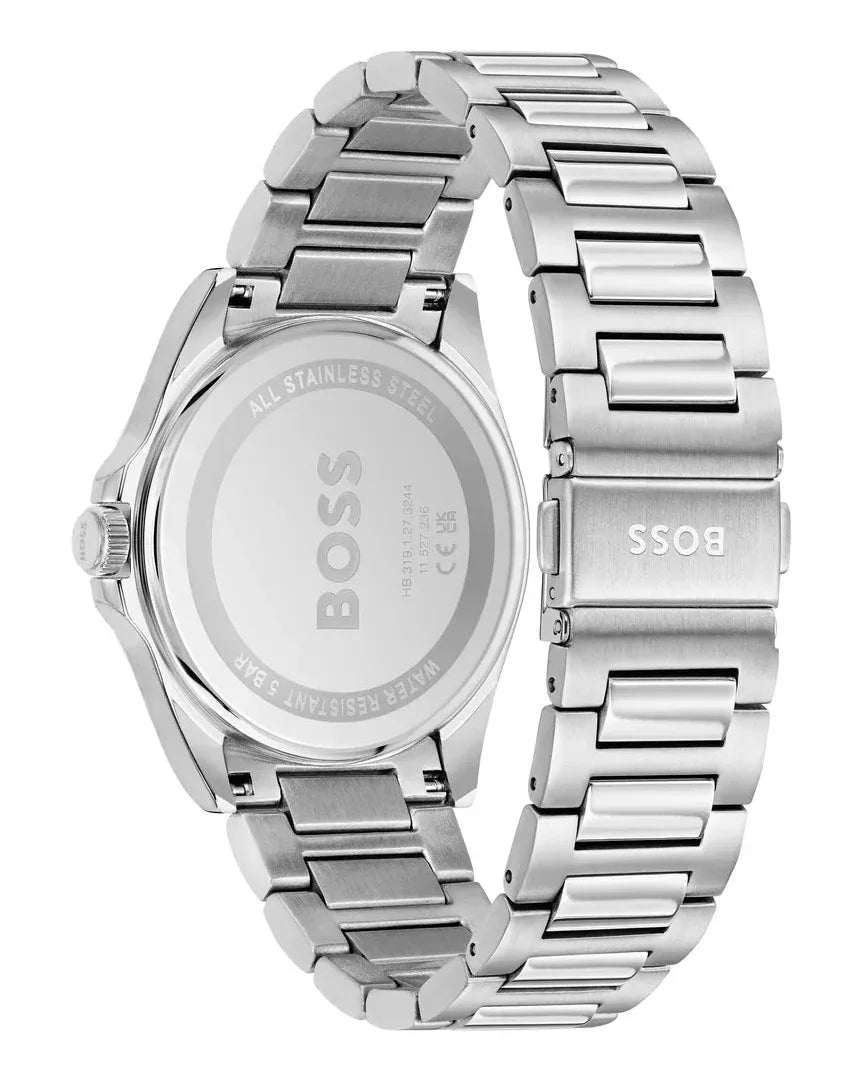 Hugo Boss Strike Red Dial Silver Steel Strap Watch for Men - 1514174
